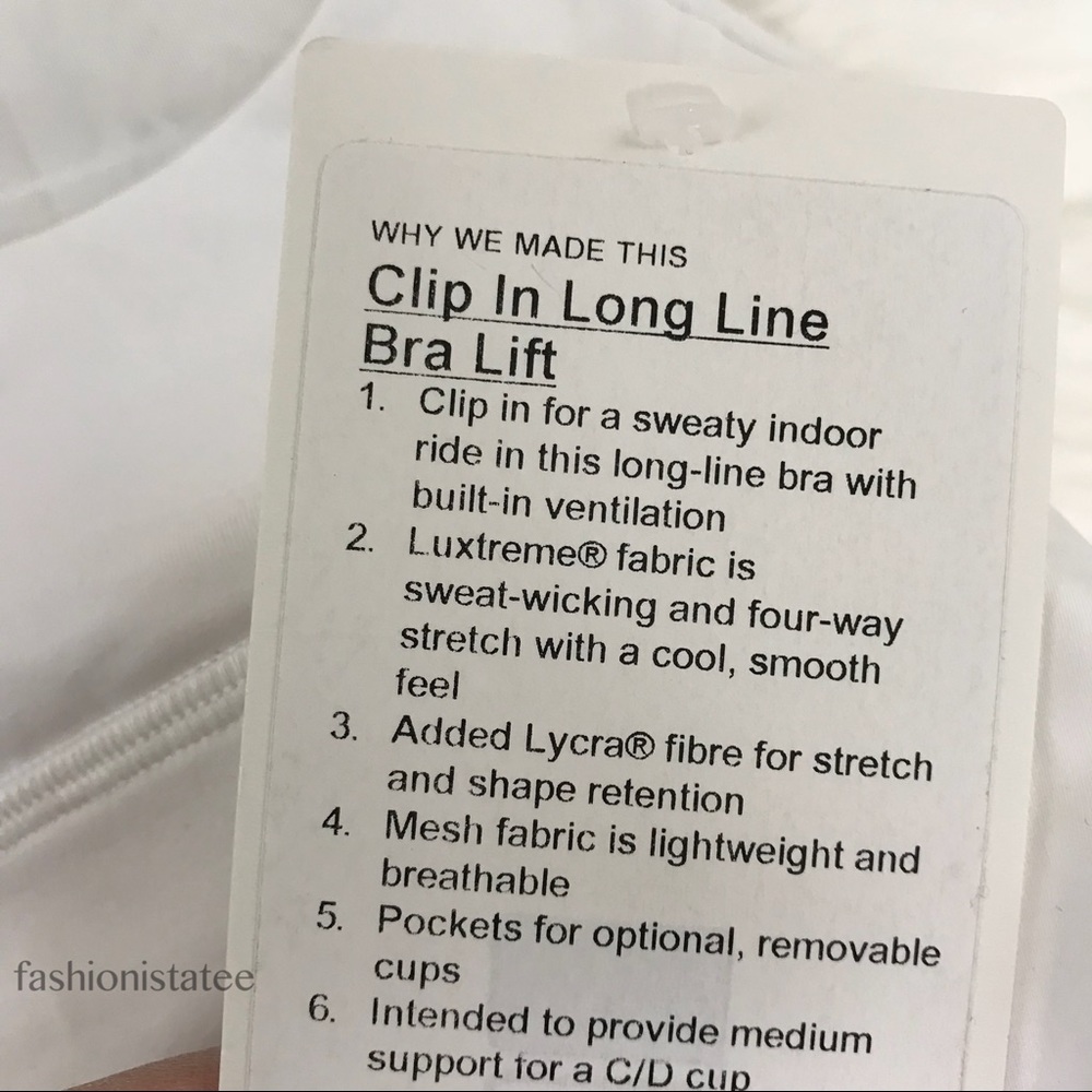NWT LULULEMON CLIP IN LONG BRA WHITE - - Size 10 - Picture 5 of 8